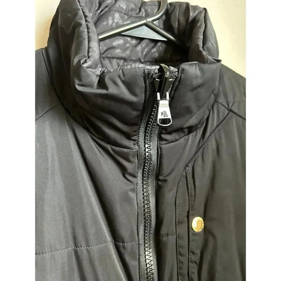 Lauren Ralph Lauren Reversible Black/Leopard Print Puffer Vest, Fall Vest - Picture 5 of 12